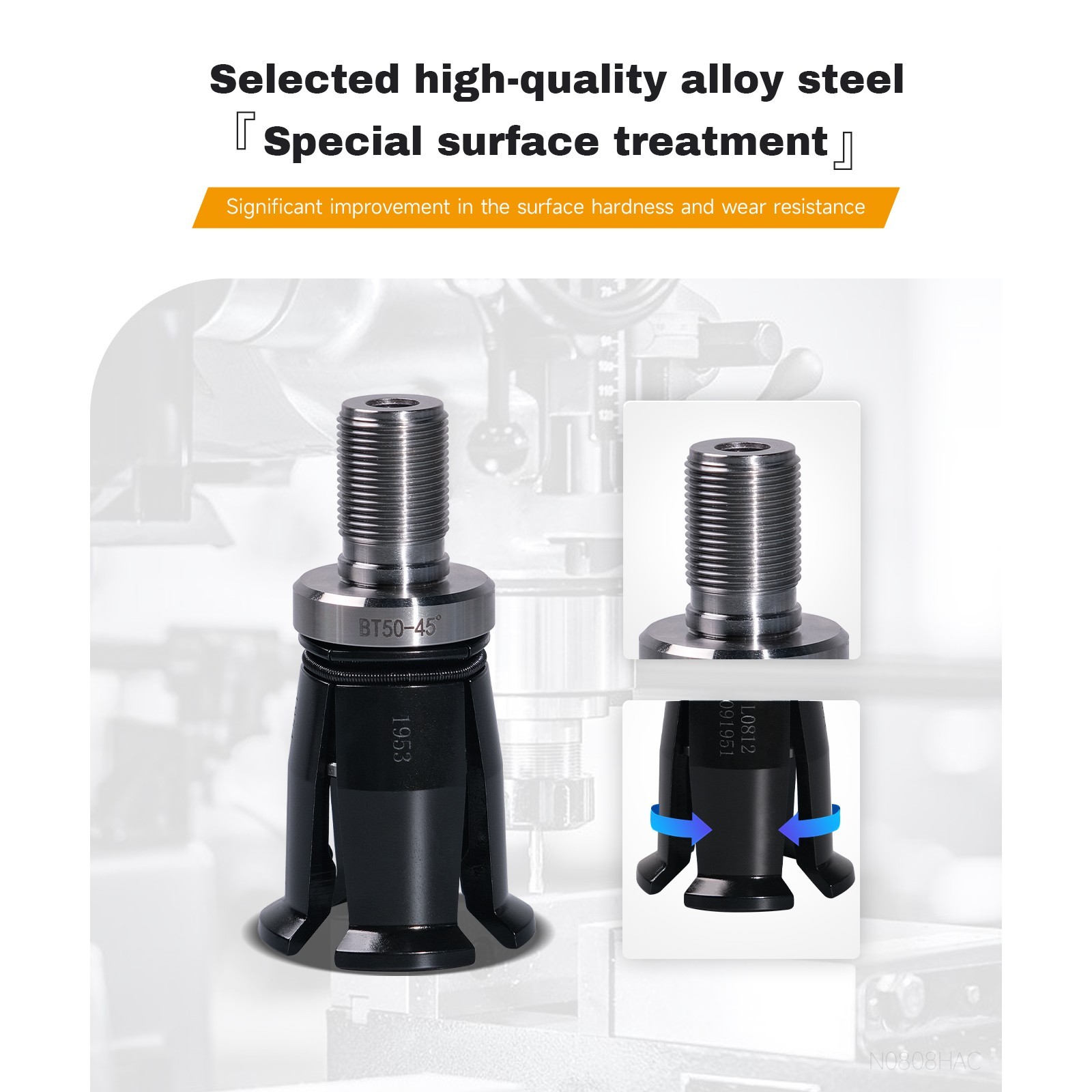 BT40-45° External Thread Spindle Pull Claw Gripper Mass Production Alloy Steel