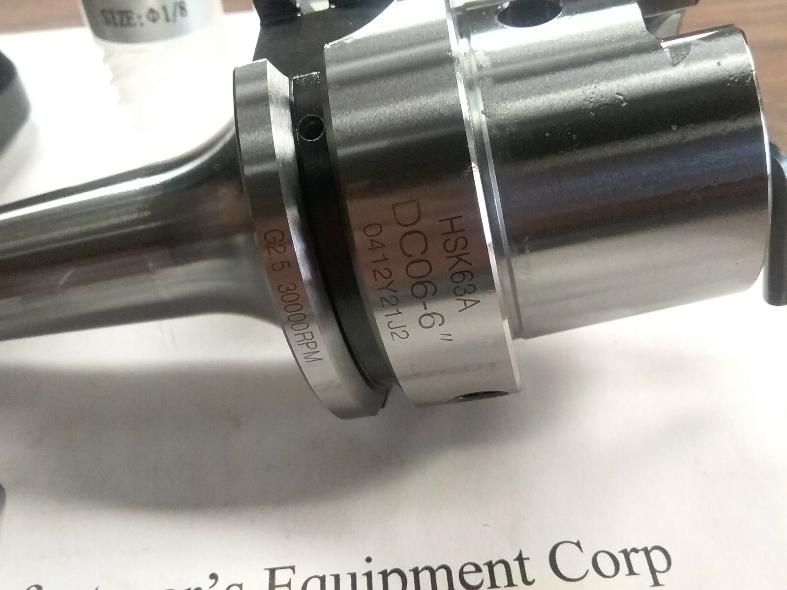 Slim Fit Collet Chuck HSK63A-DC06-6" & 3 Collets 1/8",3/16",1/4" #HSK63A-DC06-6