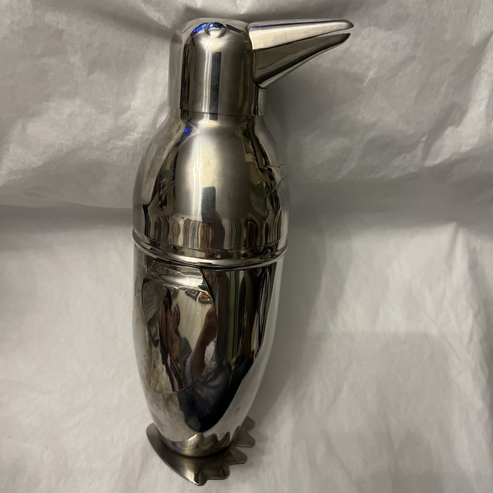 Pier 1 Penguin Cocktail Martini Shaker Art Deco Chrome Stainless Steel 9"