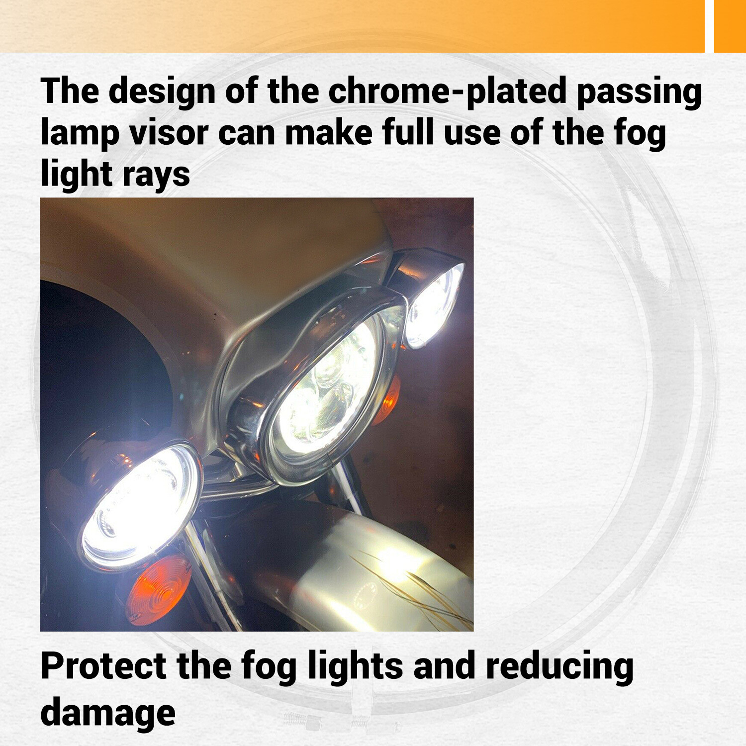 7" + 4.5" Headlight Fog Light Visor Style Trim Ring For Harley Touring Dyna