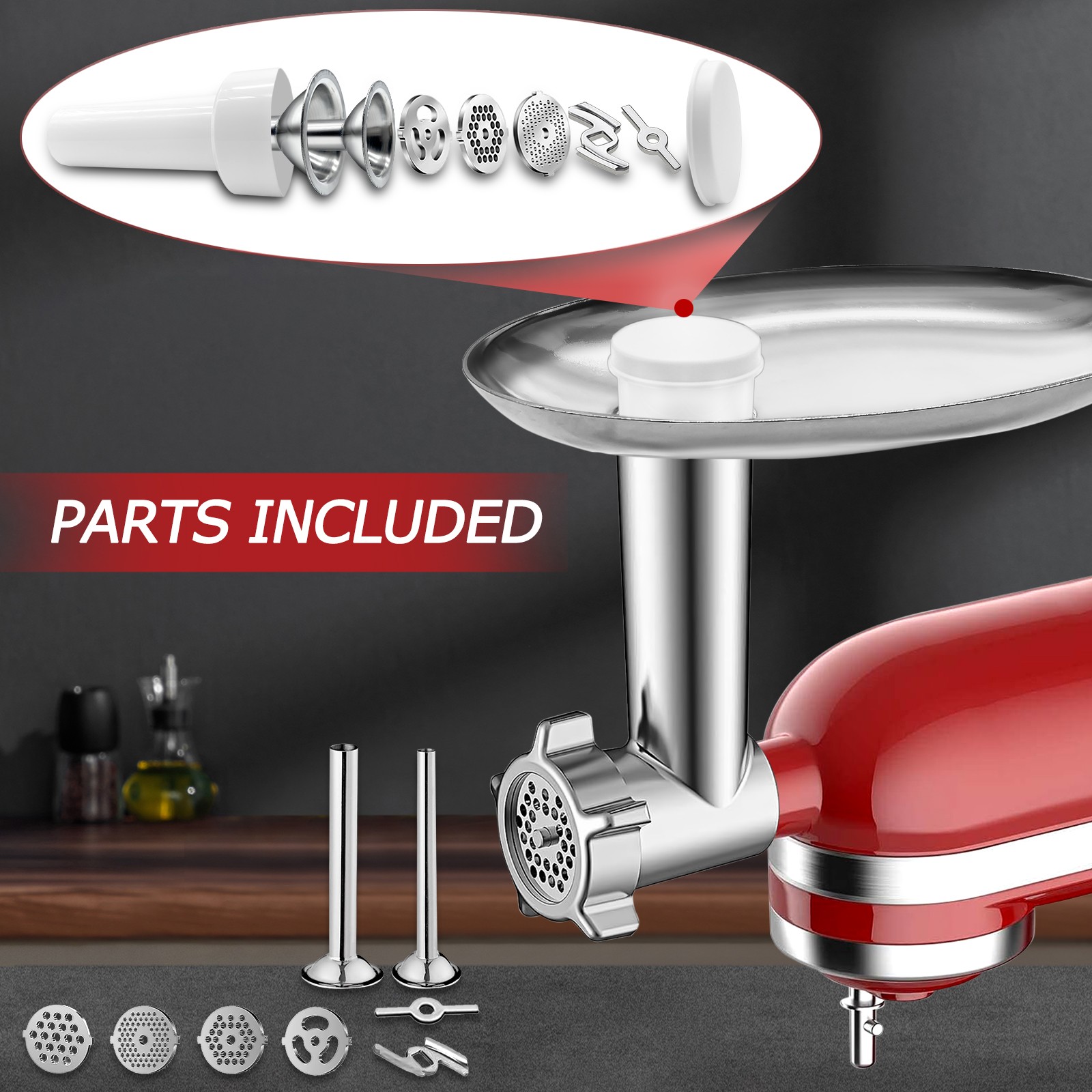 Stainless Steel Meat Grinder Attachment for KitchenAid Mixer Dishwasher Safe