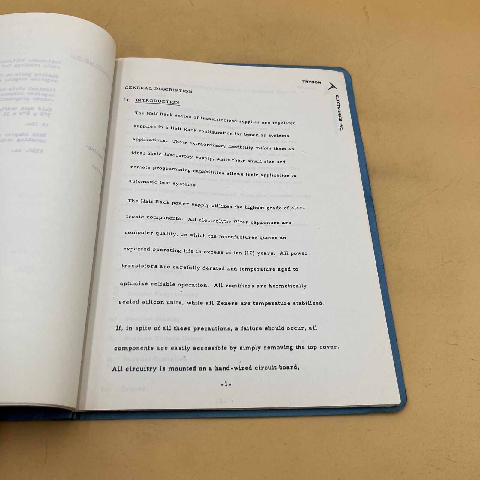 1965 Trygon Electronics Model HR10-750 XX Instruction & Maintenance Manual Book