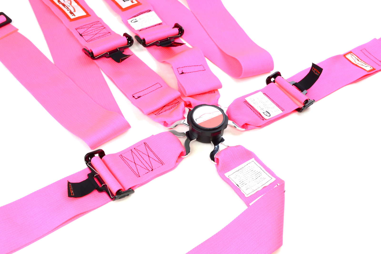 SFI 16.1 HOT PINK CAM LOCK 5 PT RACING HARNESS FLOOR MOUNT SIGNATURE SERIES