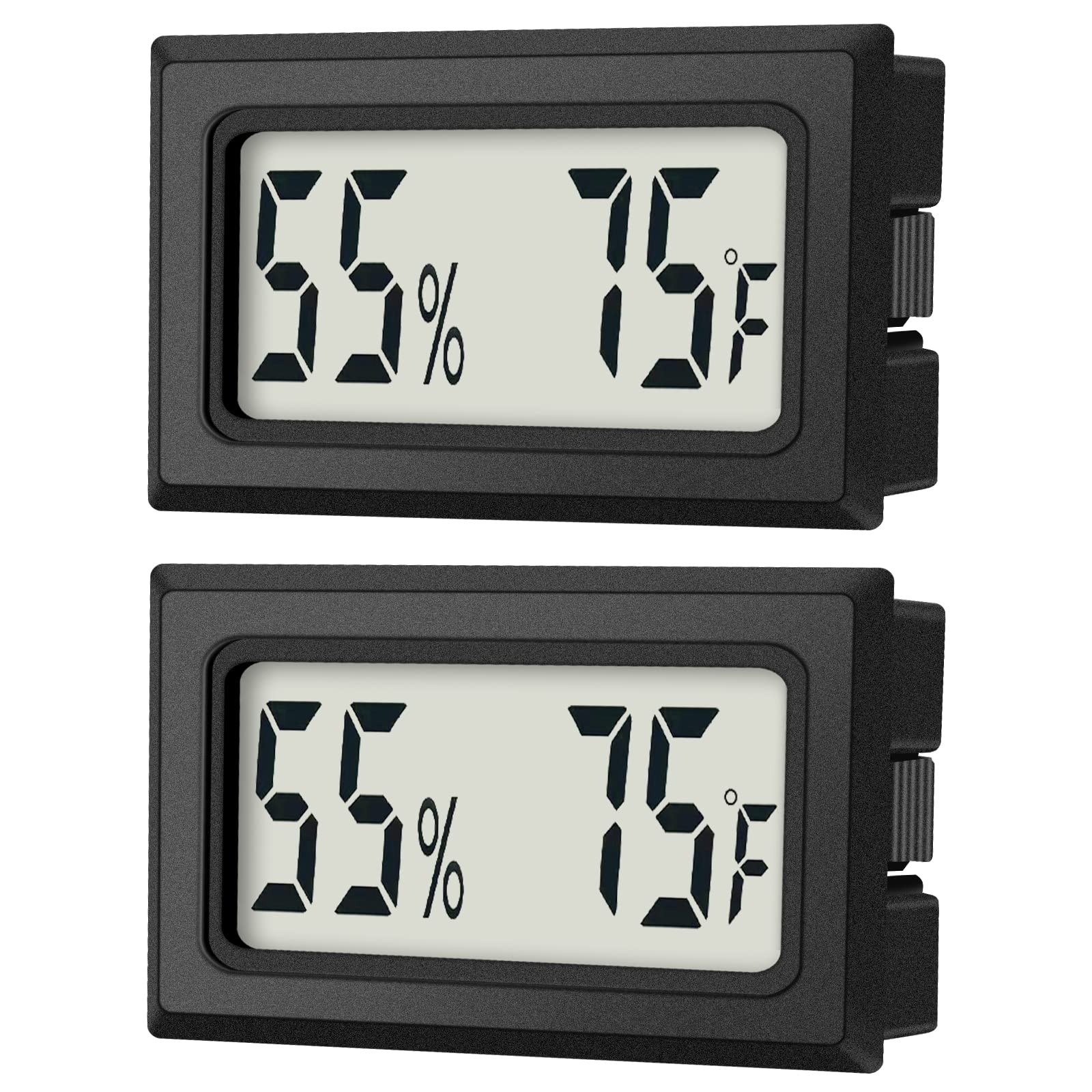 Mini Digital Thermometer 2-Pack Hygrometer 1.89 * 1.14 * 0.62 IN, black
