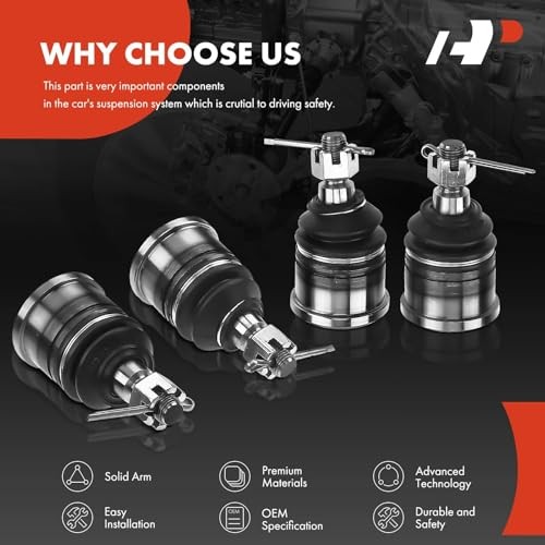 Set of 4, Front Upper & Lower Ball Joint Kit, Compatible with Honda Accord