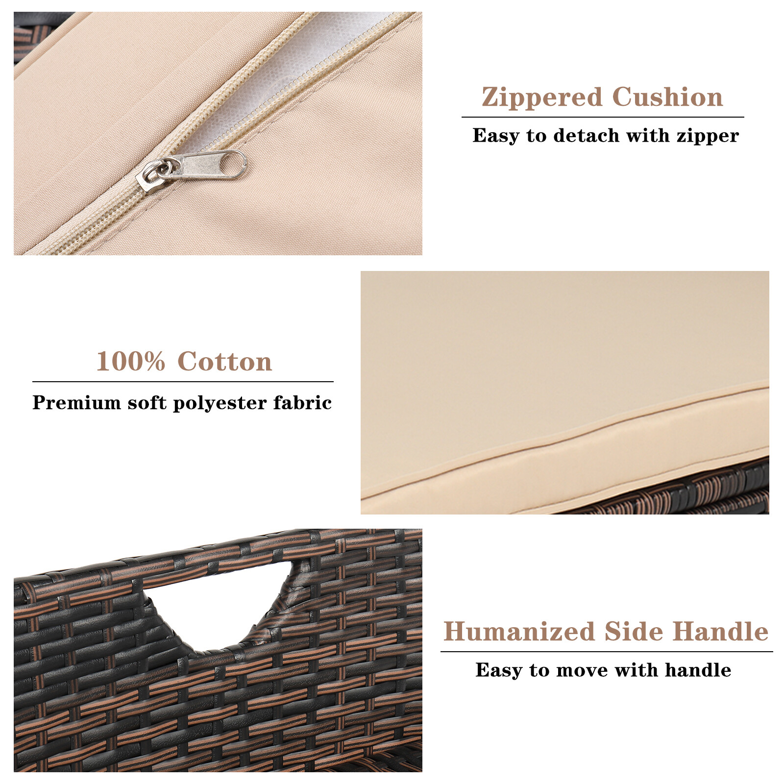 Outdoor Storage Bench Rattan Storage Box Patio Wicker Deck Box with Seat Cushion