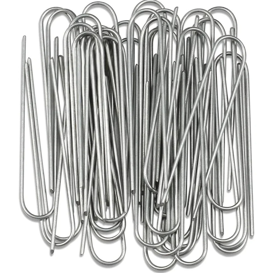 30pcs 4x15cm U-Shaped Garden Staples Heavy Duty Galvanized Landscape Ground Pins