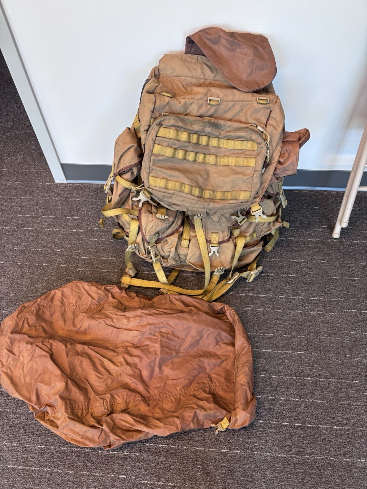 Crossfire Australia Military Backpack Brown MOLLE Webbing Rain Cover