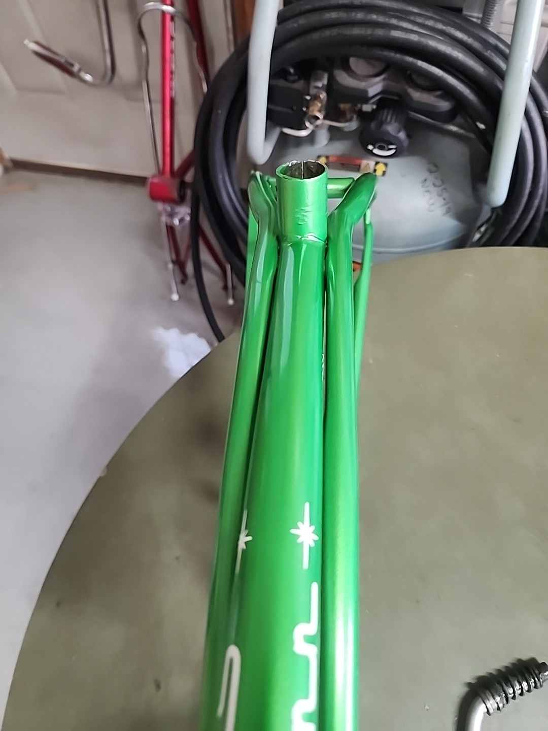 1966 SCHWINN STINGRAY LIME GREEN FRAME FORK + CHAINGUARD NICE SHAPE REPAINT L$$K