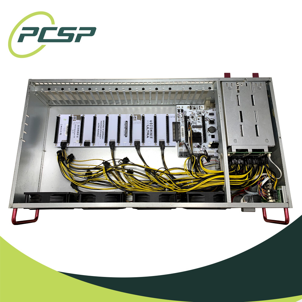 Custom Octominer X12ULTRA 12 GPU Crypto Mining Rig 2250W 4GB G3900 **NO GPUs**