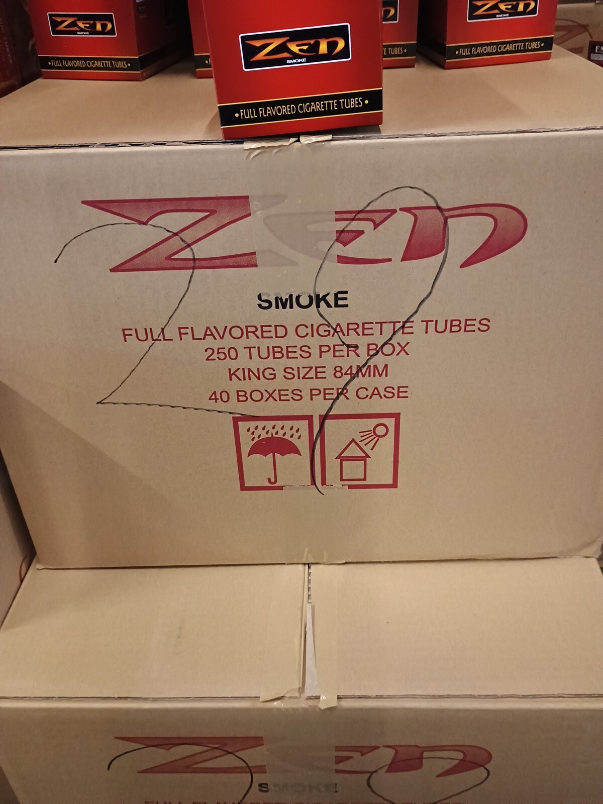 Zen Red King Size Full Regular Cigarette Tubes 40 Box Case