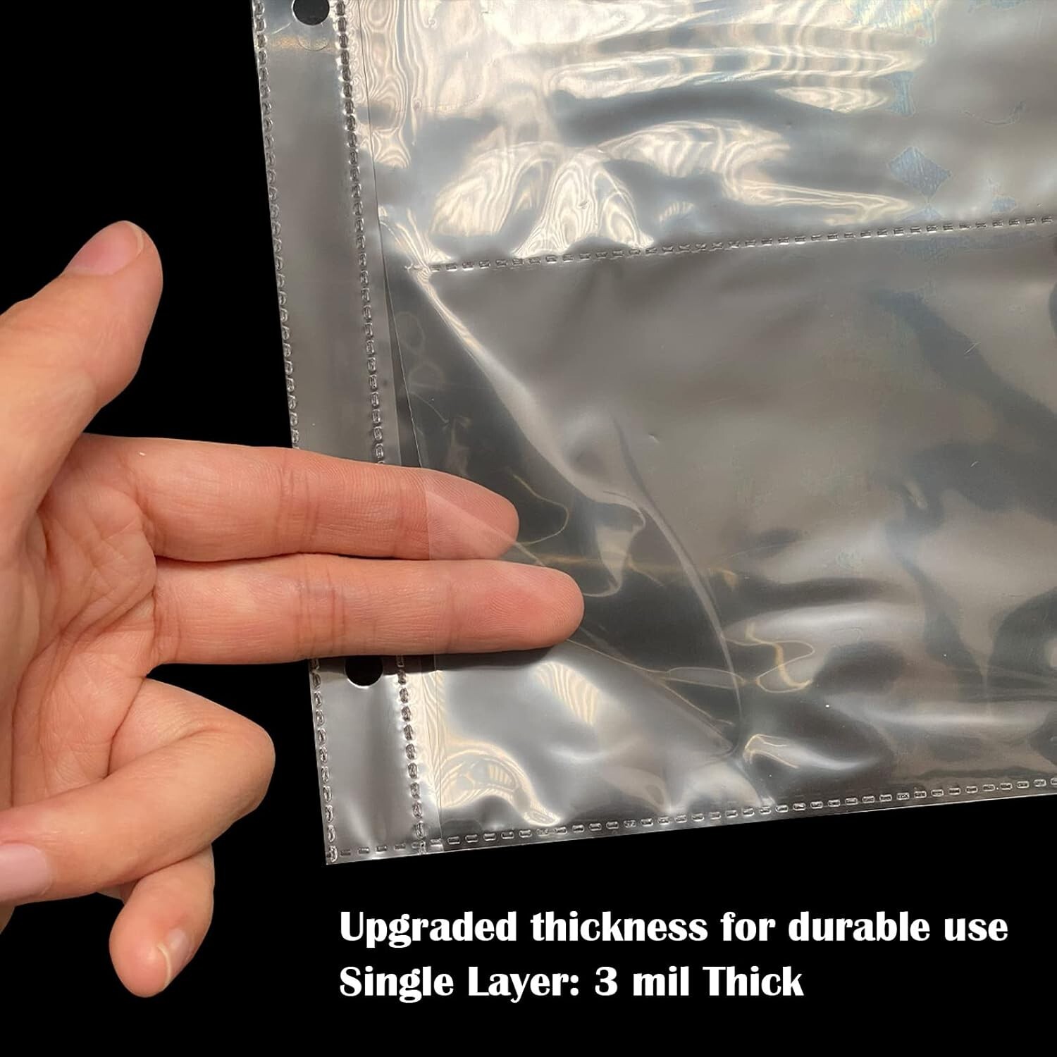 Currency Sleeves,50Pcs Page Protectors for 3 Ring Binder, 3-Pocket Banknote