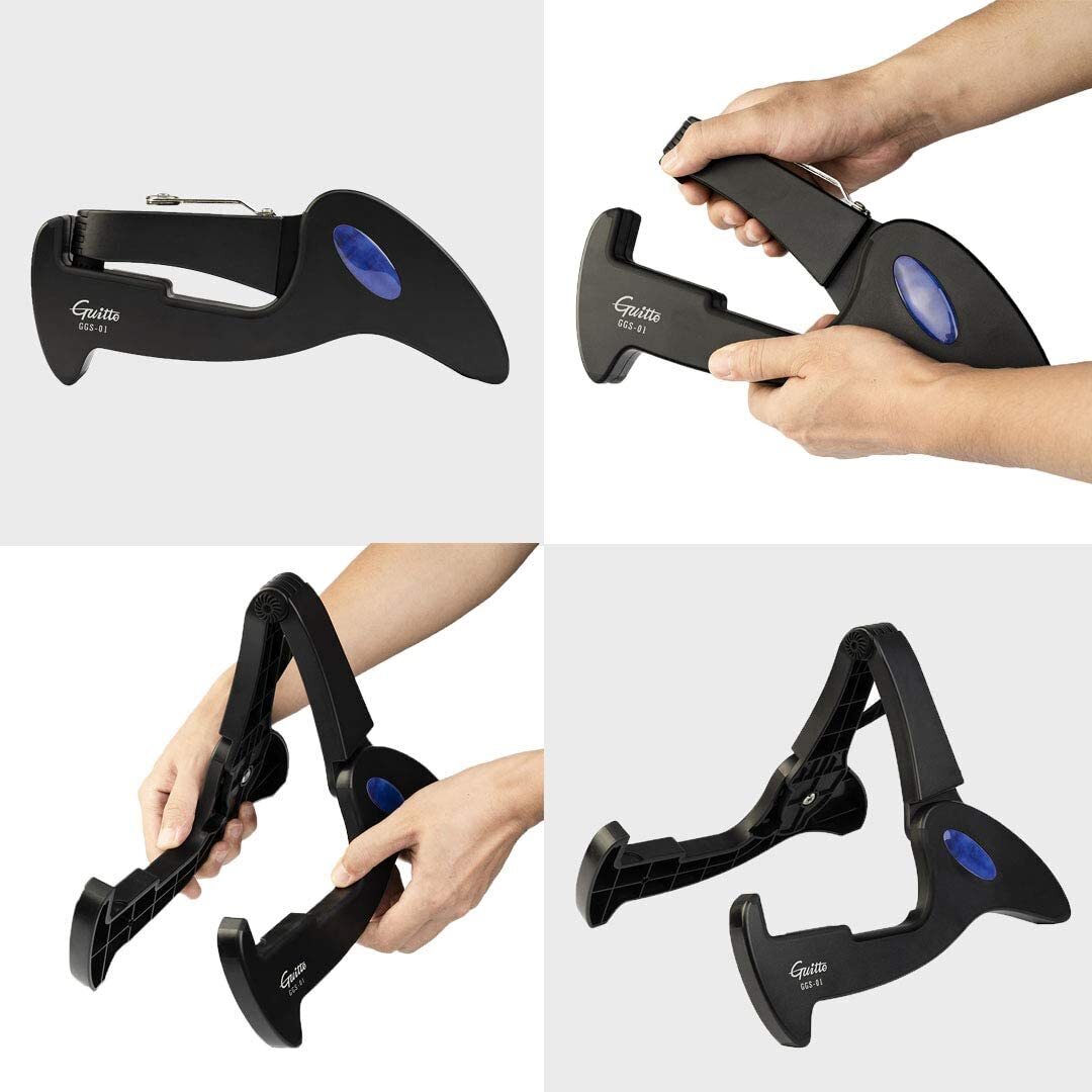 GUITTO Guitar Bass Stand Holder Floor Tripod Folding A-Frame Non-Slip Adjustable