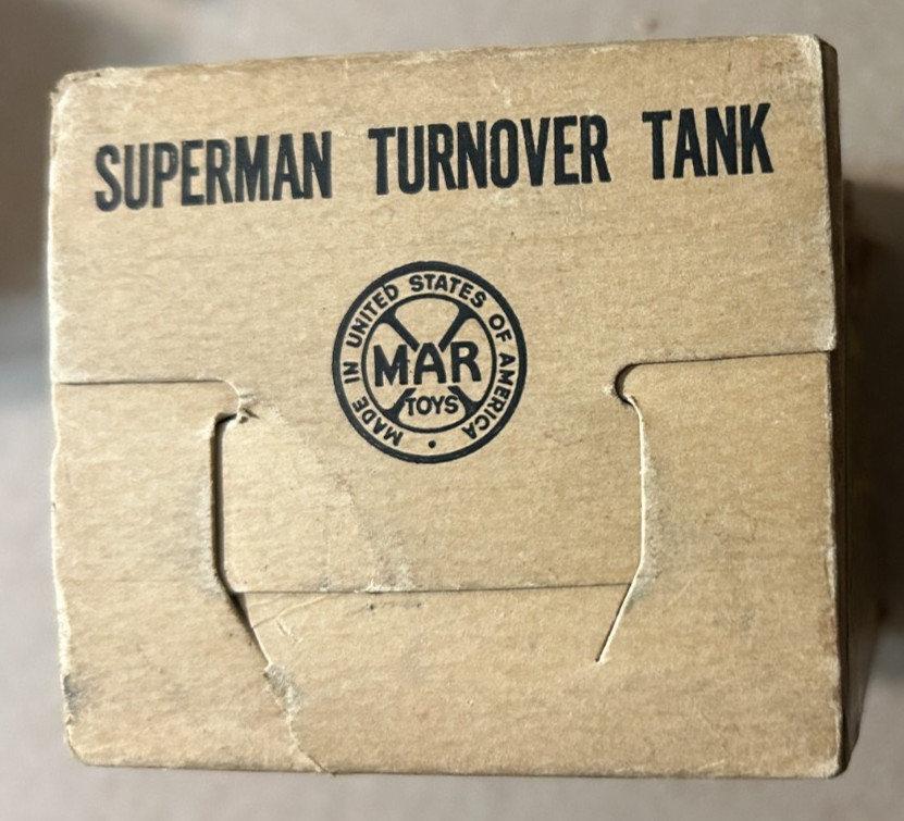 1950's Mechanical SUPERMAN TURNOVER TANK Marx Tin Wind-Up w ORIGINAL BOX RARE