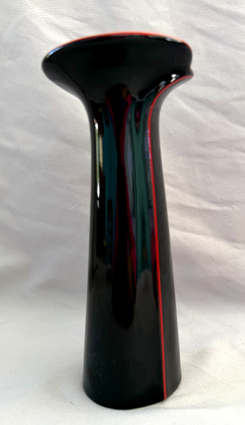 Japanese Black with Red Stripe Bud Vase Yamaji