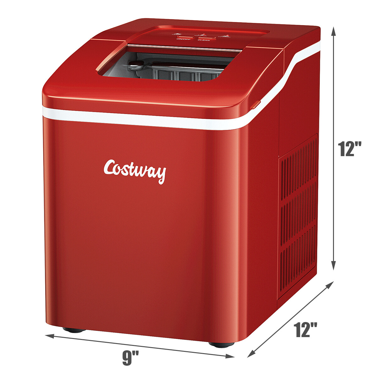 Portable Ice Maker Machine Countertop 26Lbs/24H Self-cleaning w/ Scoop Red