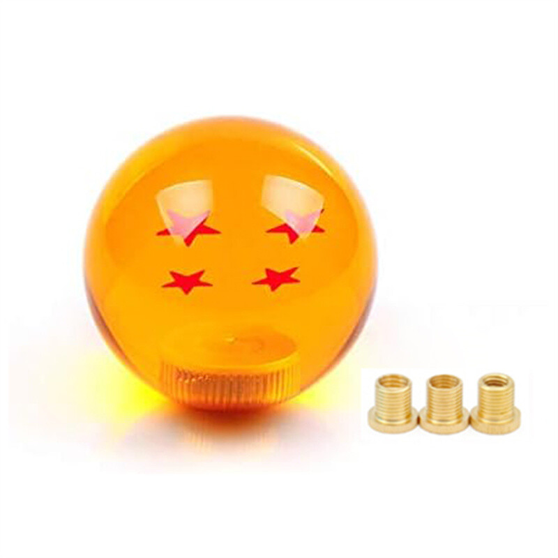 Round Dragon Ball 4 Star Shift Knob Manual Gear Shifter Head with 3 Adapters