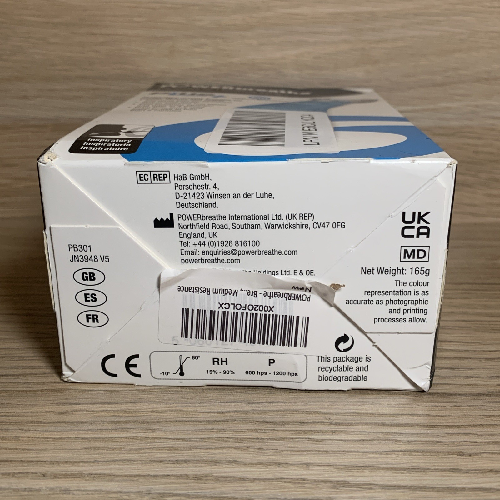 POWERbreathe Plus Medium Resistance Breathing Muscle Trainer Blue NEW OPEN BOX