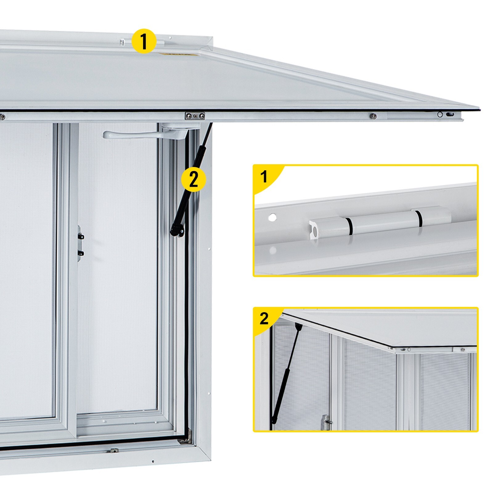 VEVOR 53x33in Concession Stand Trailer Serving Window w/ 4 Screen Windows