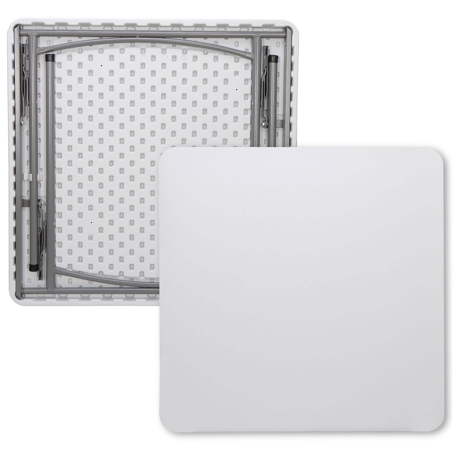 3 ft Heavy Duty Portable Plastic Folding Table Square Card Utility Table White