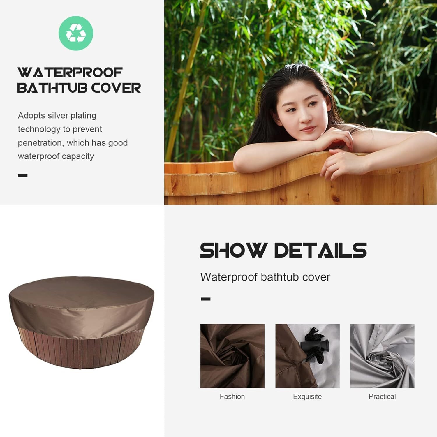 Round Hot Tub Cover Pool Water- Solar Spa Thermal Coffee