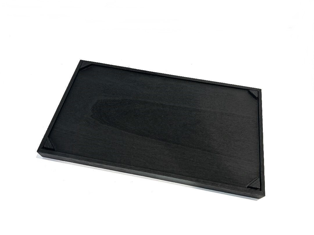 Black Stain Wood Coins Relic Jewelry Black 18 Space Liner Display Stackable Tray