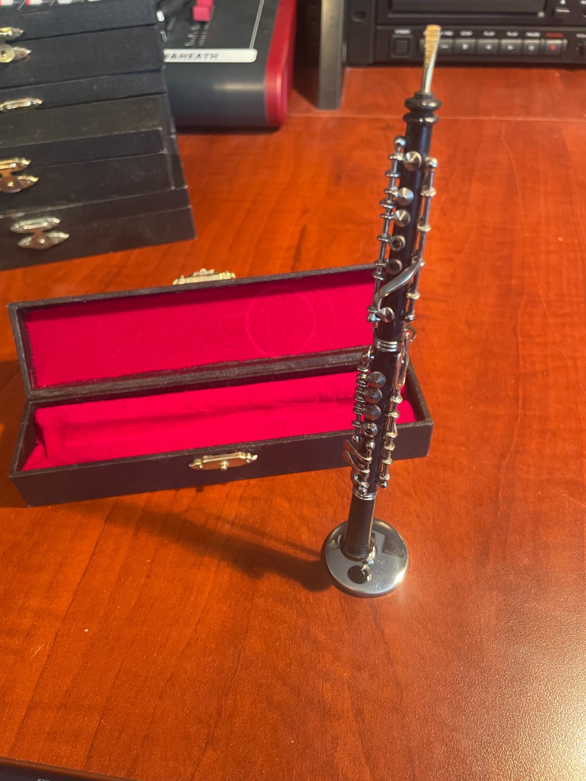 Oboe Blackwood Handmade Miniature Music Instrument 6.25" w/ case & display stand