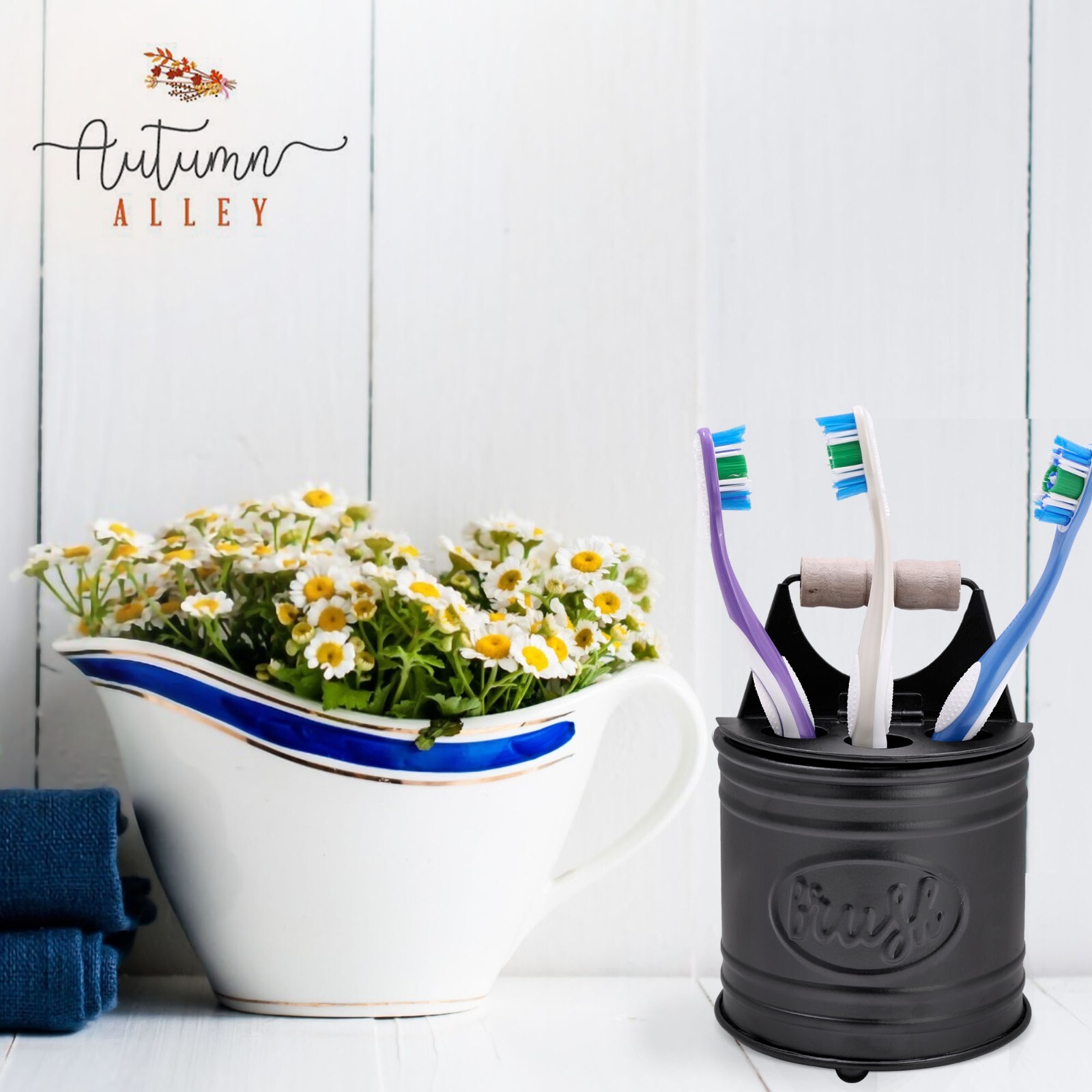 Autumn Alley Black Farmhouse Toothbrush Holders for Bathrooms, Rustic accessory