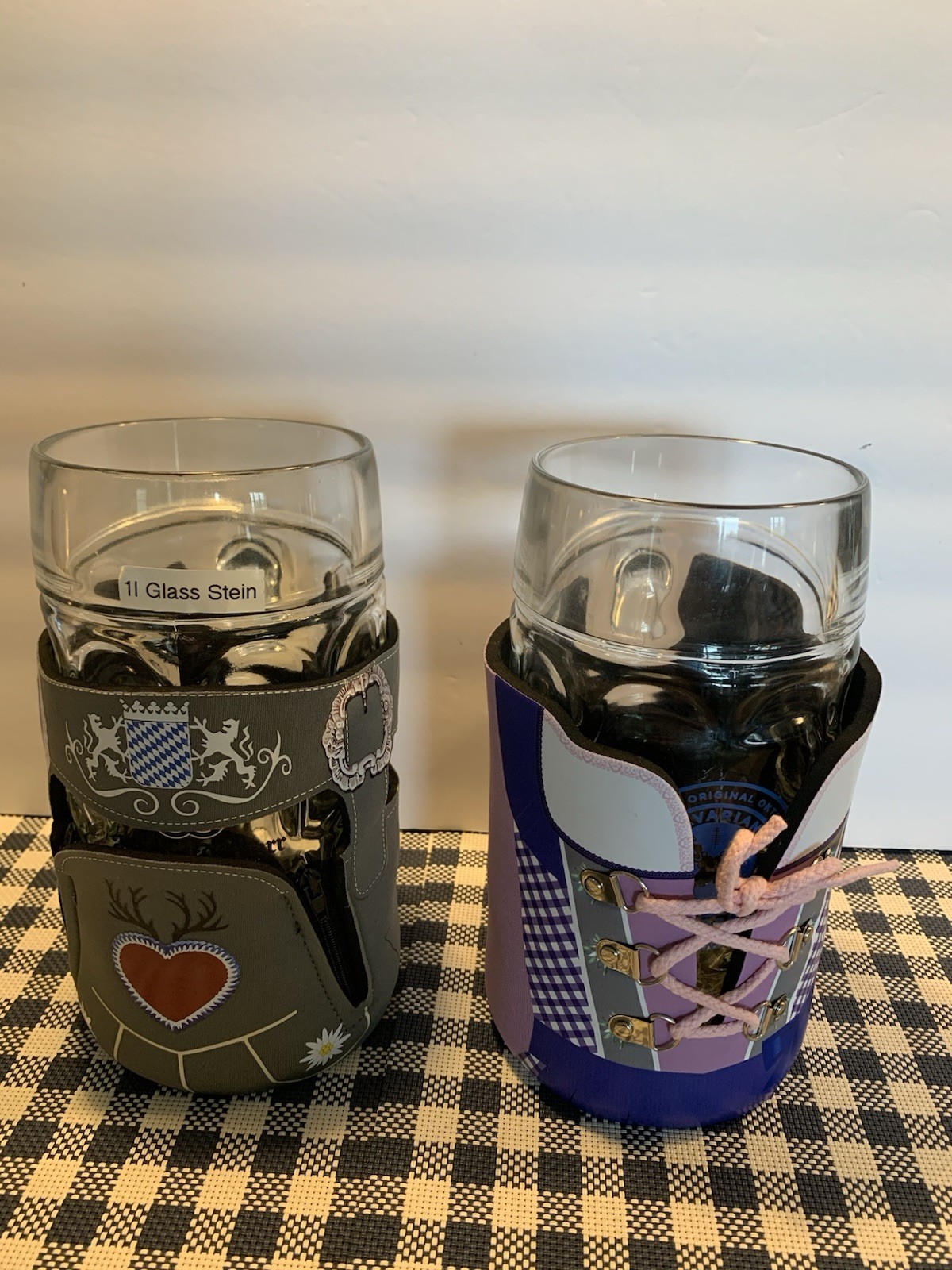 Lederhosen & Dirndl Oktoberfest Koozie Set (for 1 Ltr.Stein).