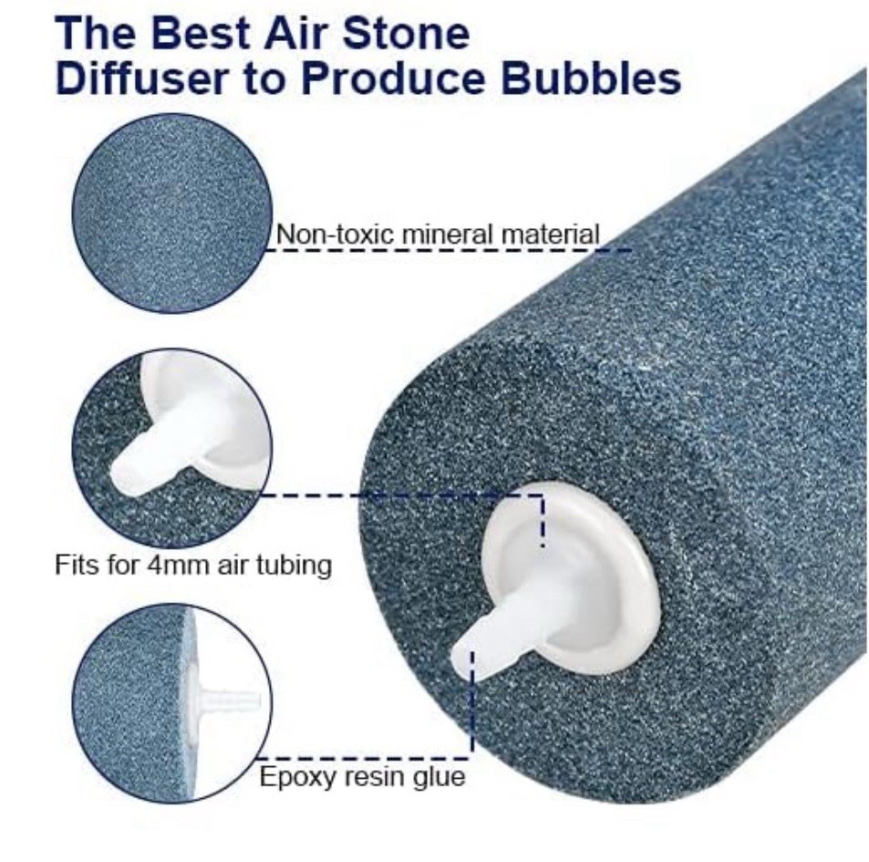 4”x2” Air Stone Cylinder For Fish & Plant In Aquarium & Hydroponic System-20 Ct