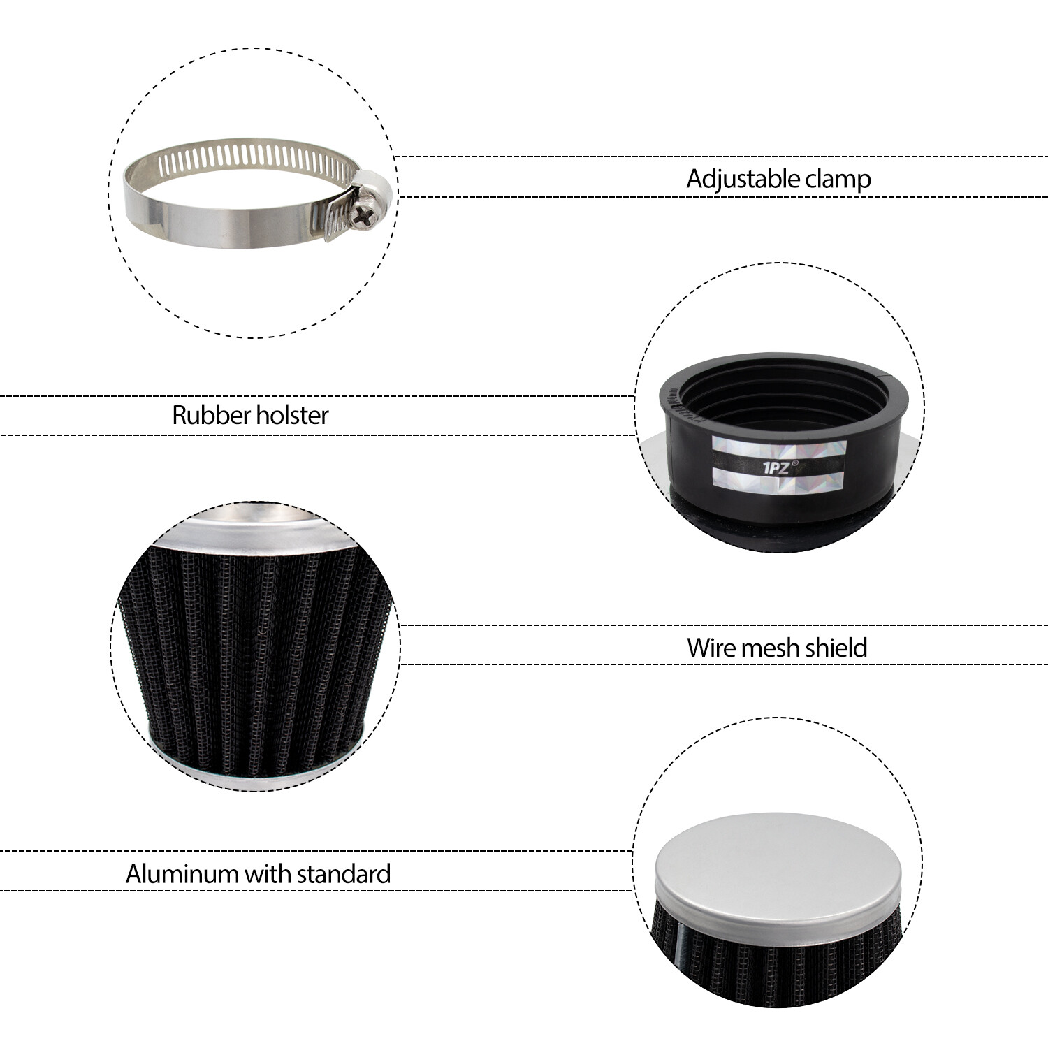 2 Washable Tapered 48-50mm Chrome Pod Air Filter Motorcycle Cafe Racer Dirt Bike