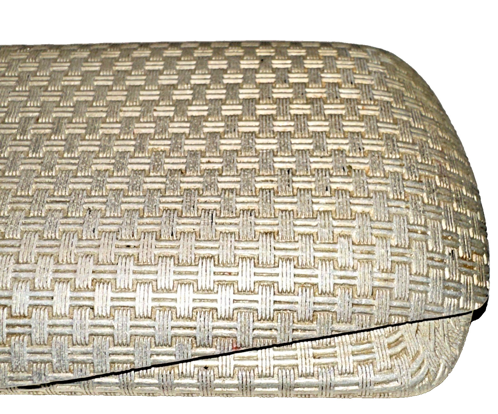 antique octagonal rimless eyeglasses silver tone basket weave metal case