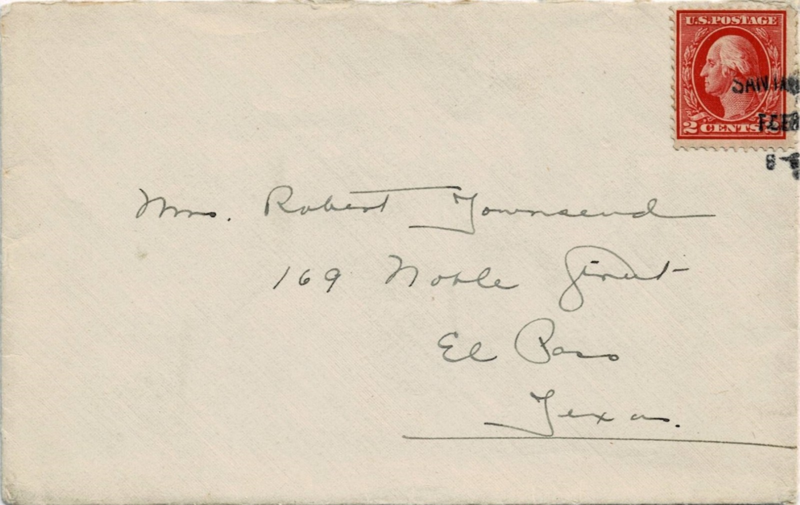 1913 Letter from Santa Rosa, CA (?) to El Paso, TX