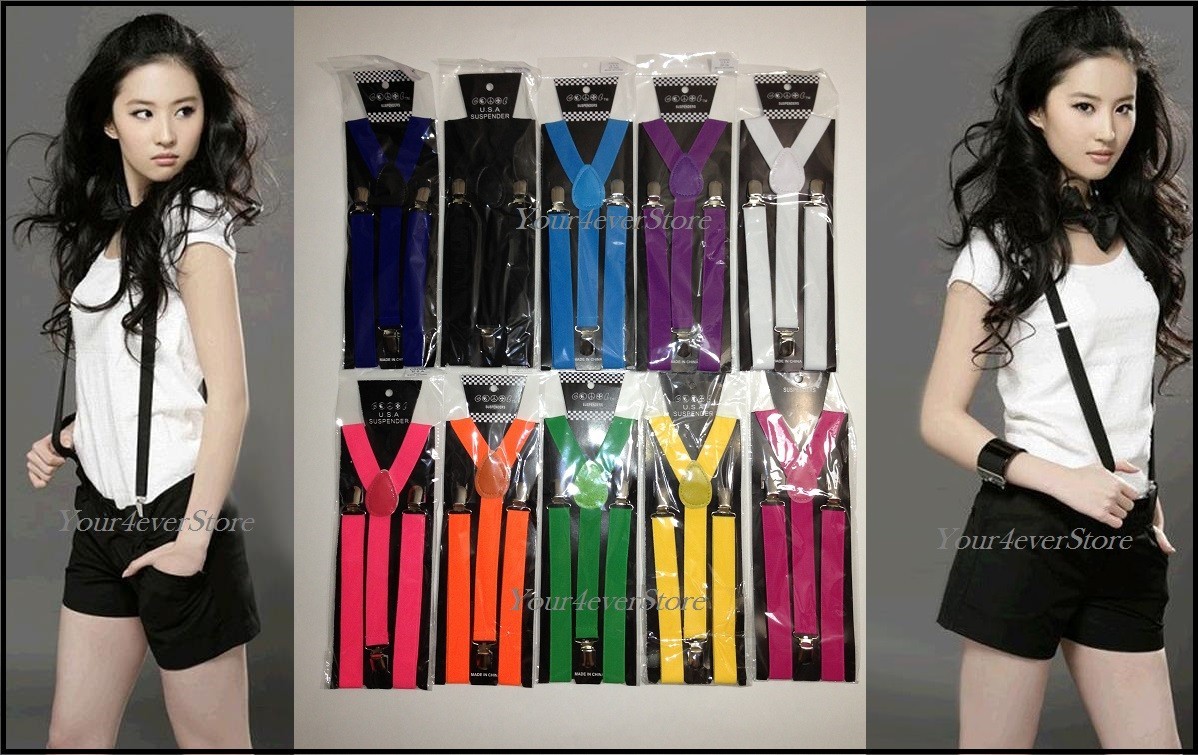 28 Colors Mens&Womens Clip-on Sexy Suspenders Elastic Y-Shape Adjustable Braces