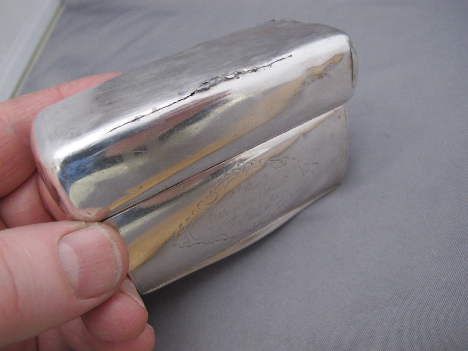 19th C AUSTRIAN Silver SNUFF BOX w/MISSOURI ENGRAVING-Dr Barlow Pills ST JOSEPH