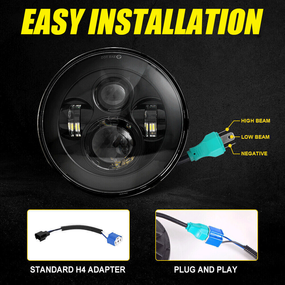 7"inch LED Headlight Projector Hi/Lo Beam for Yamaha V-Star XVS 650 1100 Classic