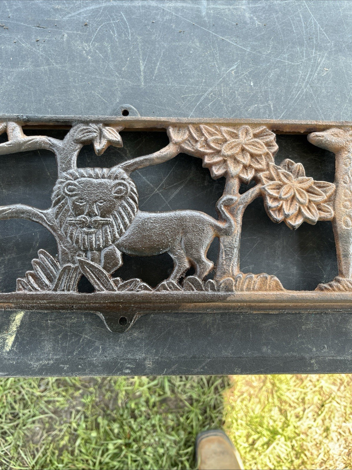 Vintage Cast Iron Animals Bench Back Safari Jungle Theme 6”x28”