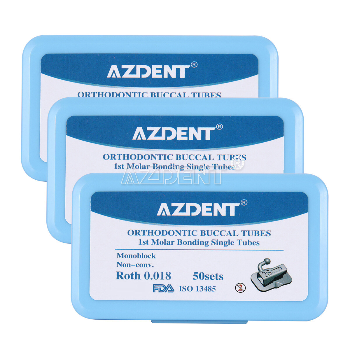 AZDENT Dental Orthodontic Buccal Tubes 1st 2nd Molar Tube Roth MBT 022 Bondable