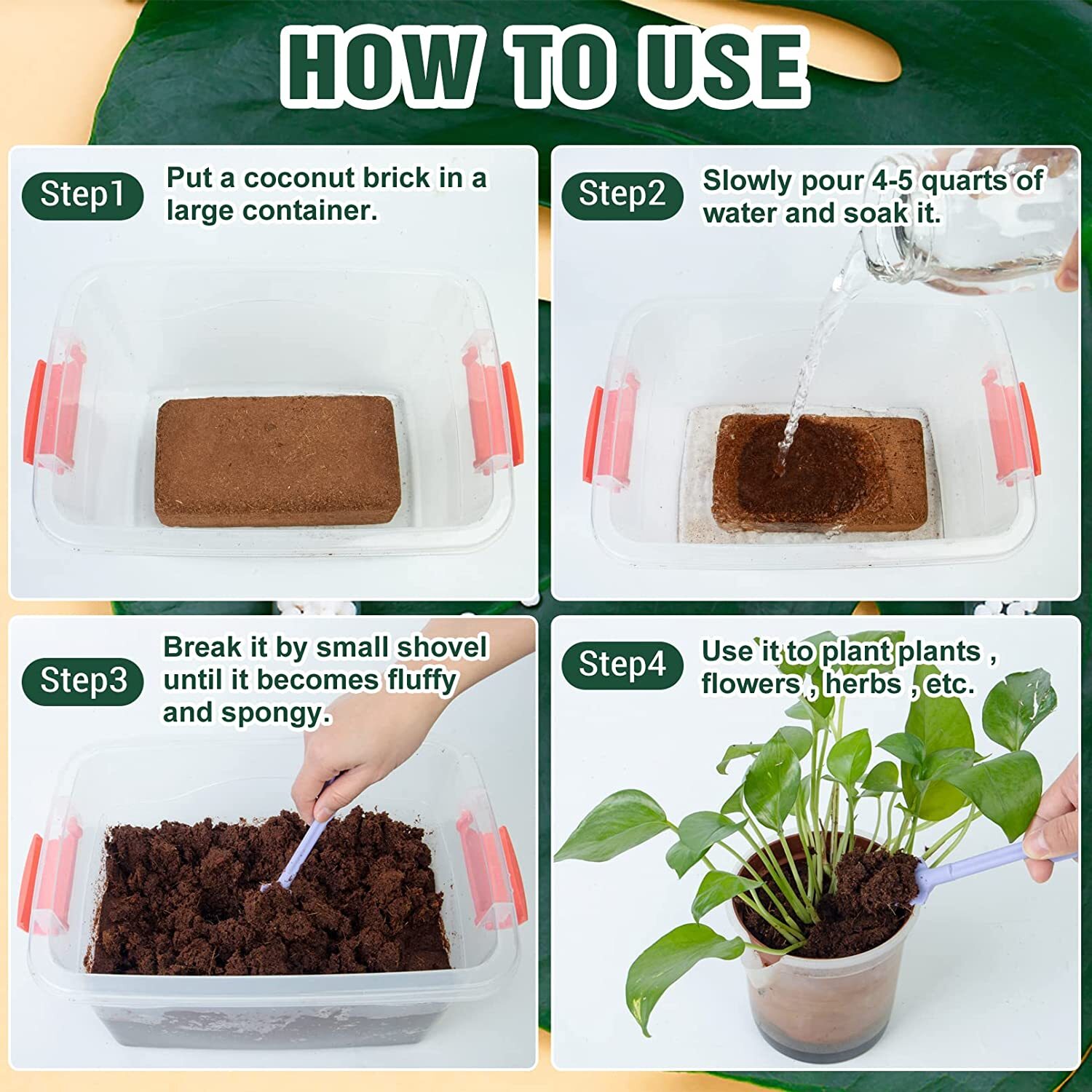 Organic Coco Coir Bricks lot 1-16 Coconut Fiber Growing Medium Potting Soil Pets