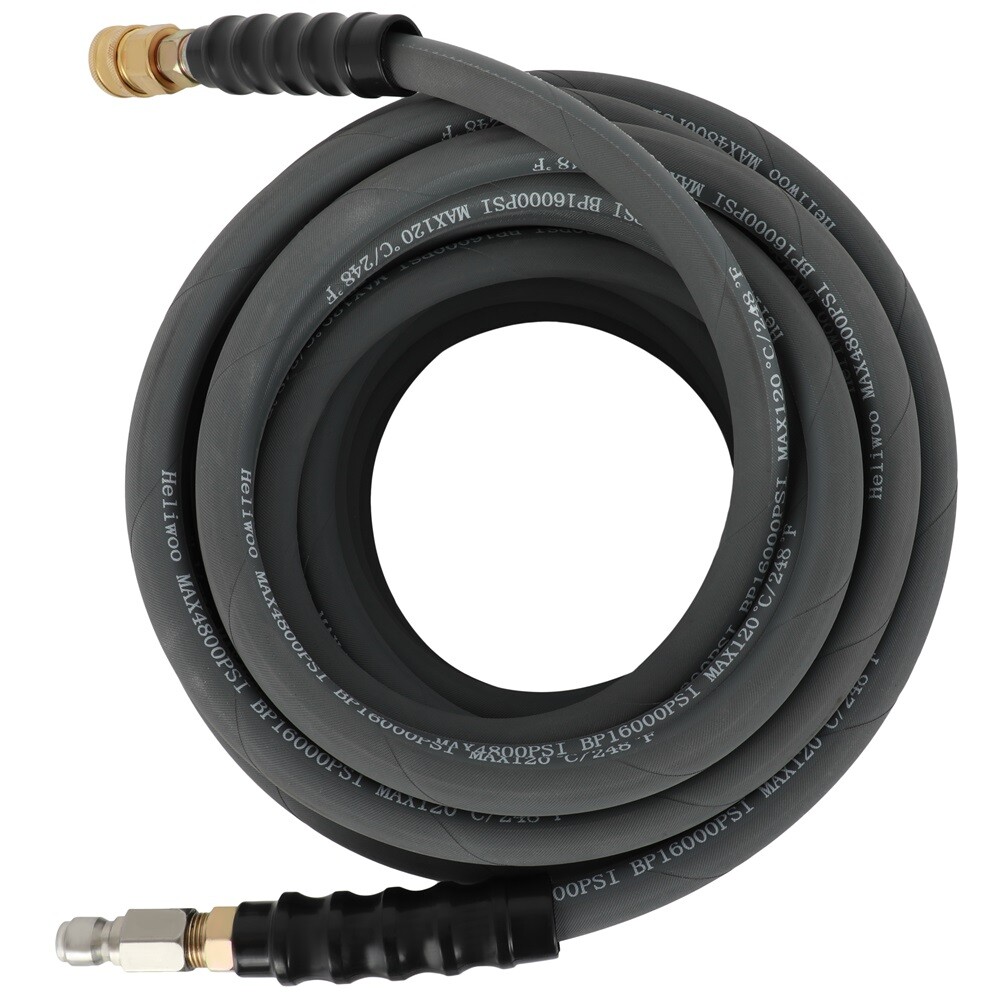 4000 PSI 50 ft / 100 ft 3/8" Pressure Washer Hose Non-Marking Gray With Couplers