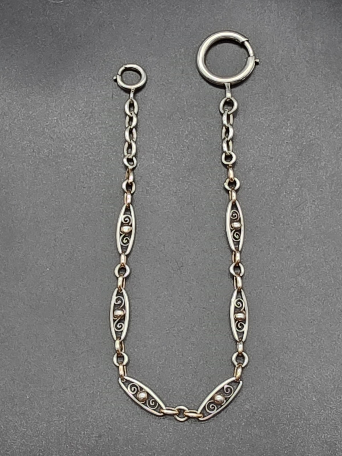Antique Belle Époque Gilt Silver Pocket Watch Chain Albertina France c1900