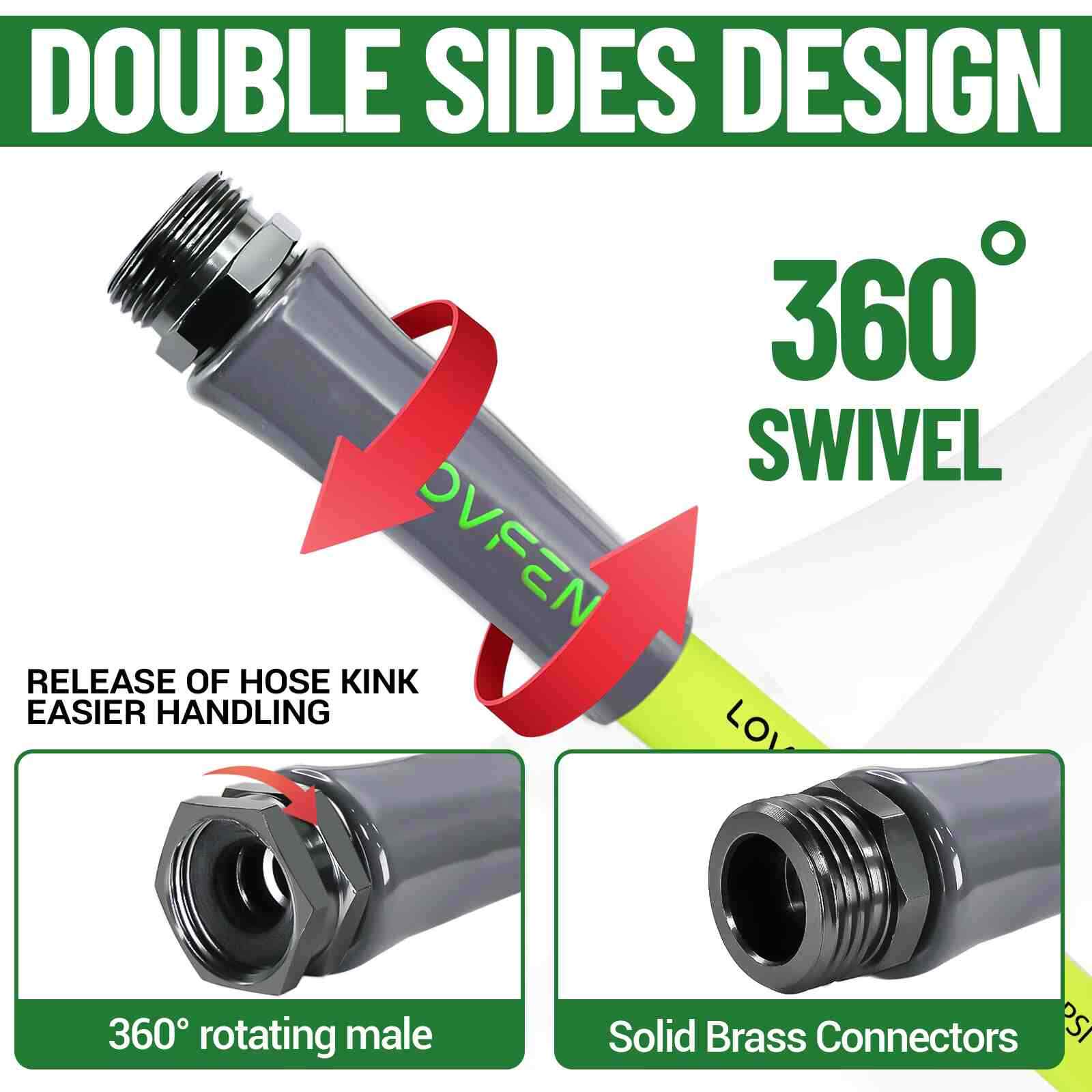 25/50/75/100/150FT Premium 5/8' Rubber Garden Hose Heavy Duty ZillaGreen