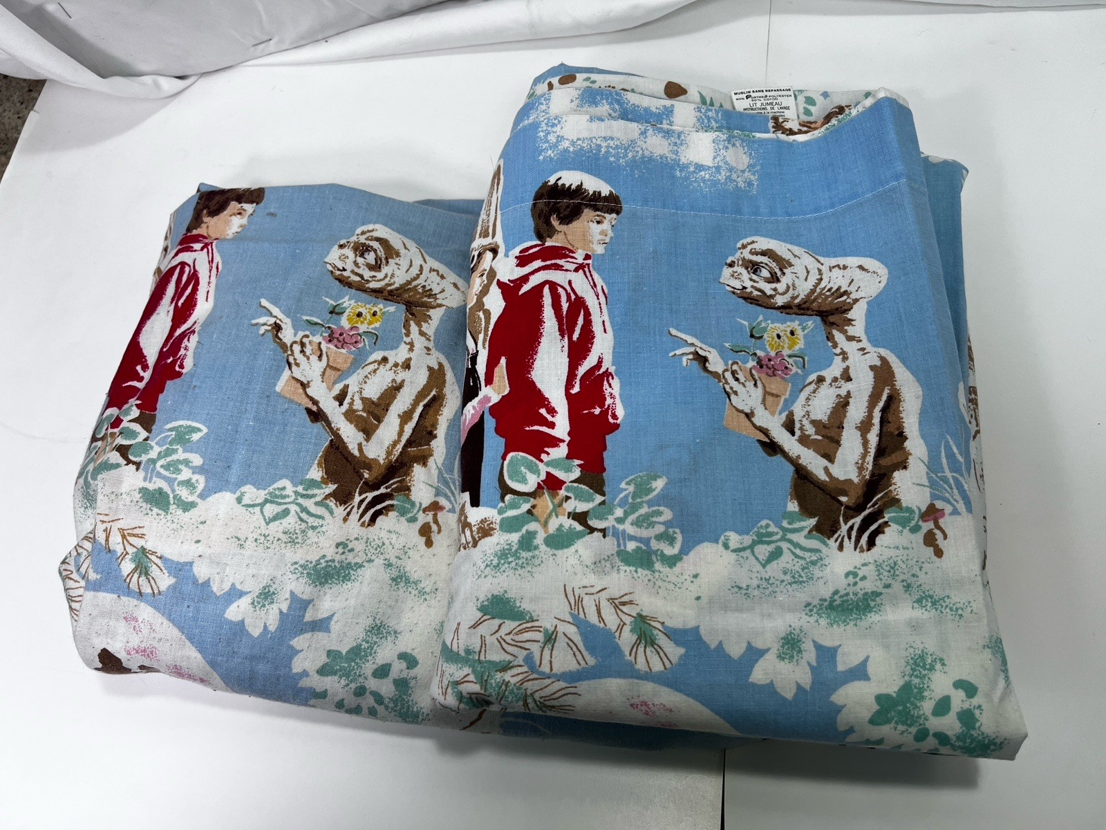 Vintage 1982 E.T. The Extra-Terrestrial Movie Twin sheet set Flat Fitted Movie