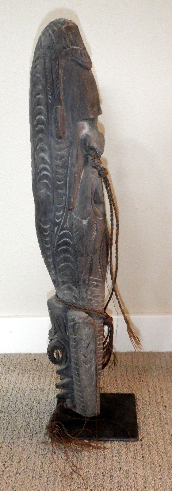 Papua New Guinea Wooden Crocodile Whistle/Flute, 22" H, 4" W with mount