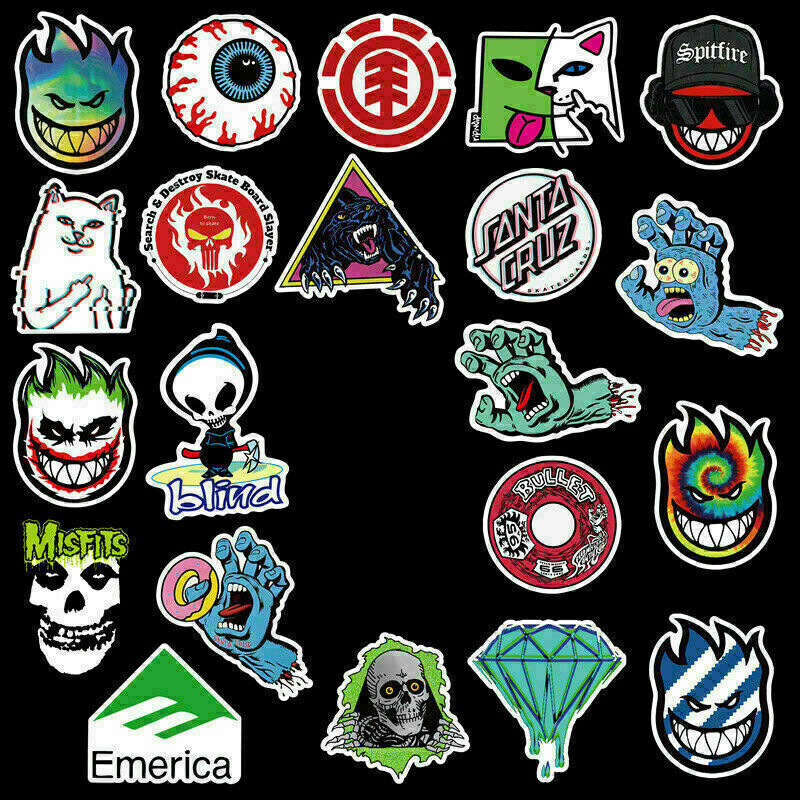 100 Pack Skateboard Stickers Bomb Luggage Laptop Graffiti Tide Brand Decals Lot