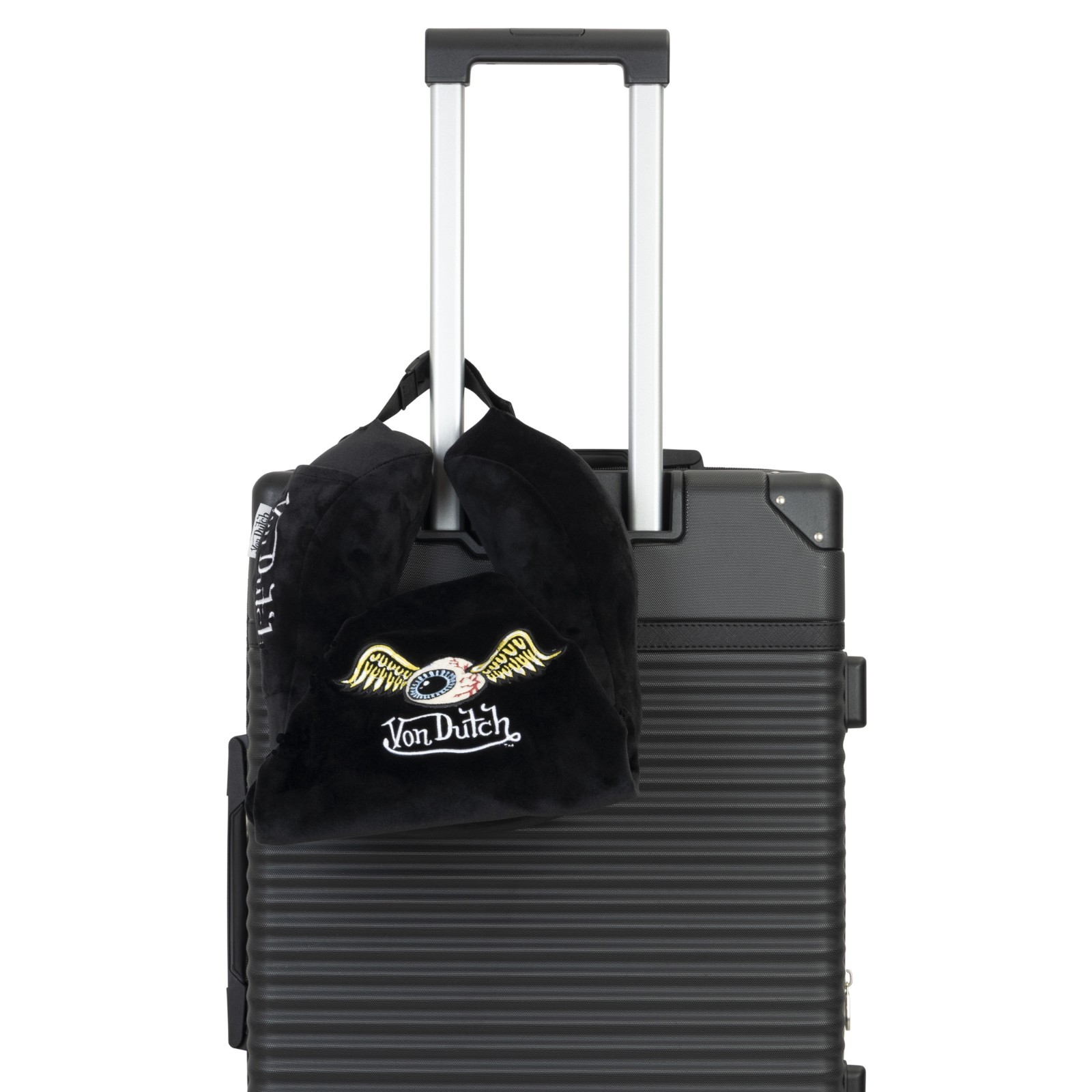 Von Dutch Black Eyeconic Hooded Ergonomic Memory Foam Travel Neck Pillow