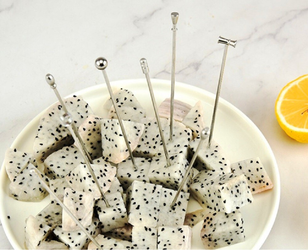 8 Pcs Stainless Steel Cocktail Pick - Premium Martini Olive Toothpicks for Drink