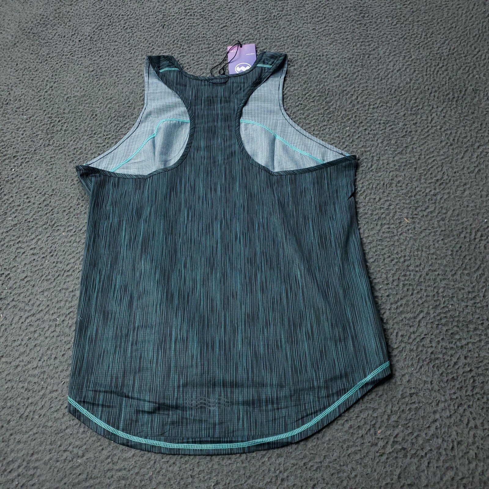 NEW Janji Helio Tech Womens S Small Tank Top Sea Striped Blue Green