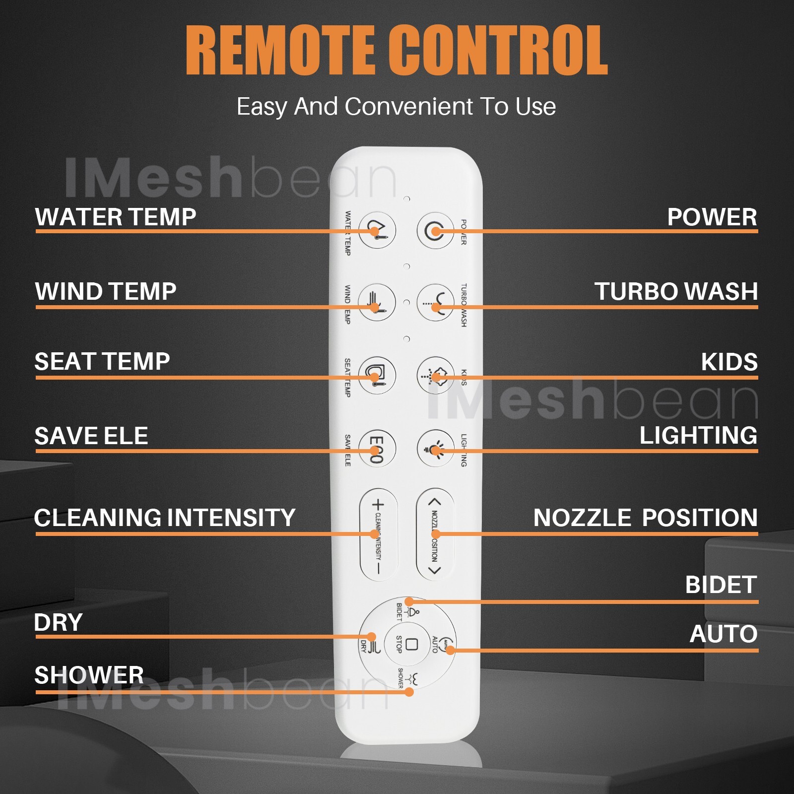 Smart Electric Bidet Toilet Heated Seat Elongated LCD Auto Flush Dry Night Light