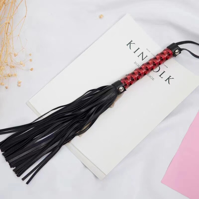 SM PU Leather Handle Whip for Couples Spanking Flogger Crop Slave Adult Tassel